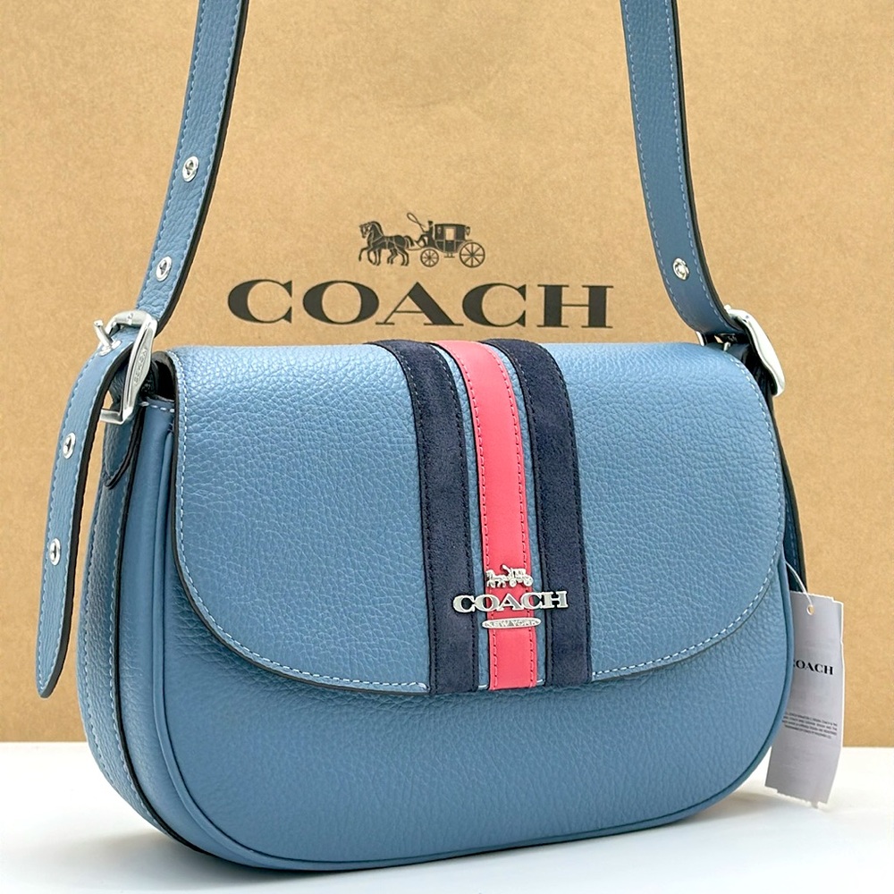 COACH Marie Saddle Bag With Varsity Stripe